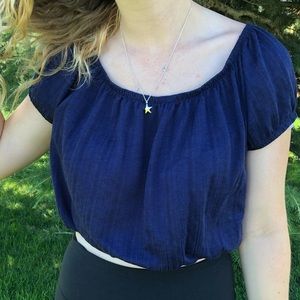 Blue off the shoulder top